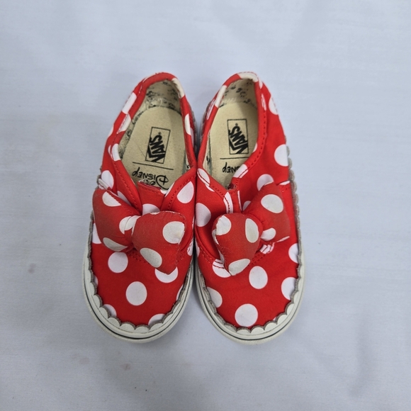 Vans X Disney Minnie Mouse Red and White Polka Dot Kids Sneakers Kids 8 - Picture 3 of 7